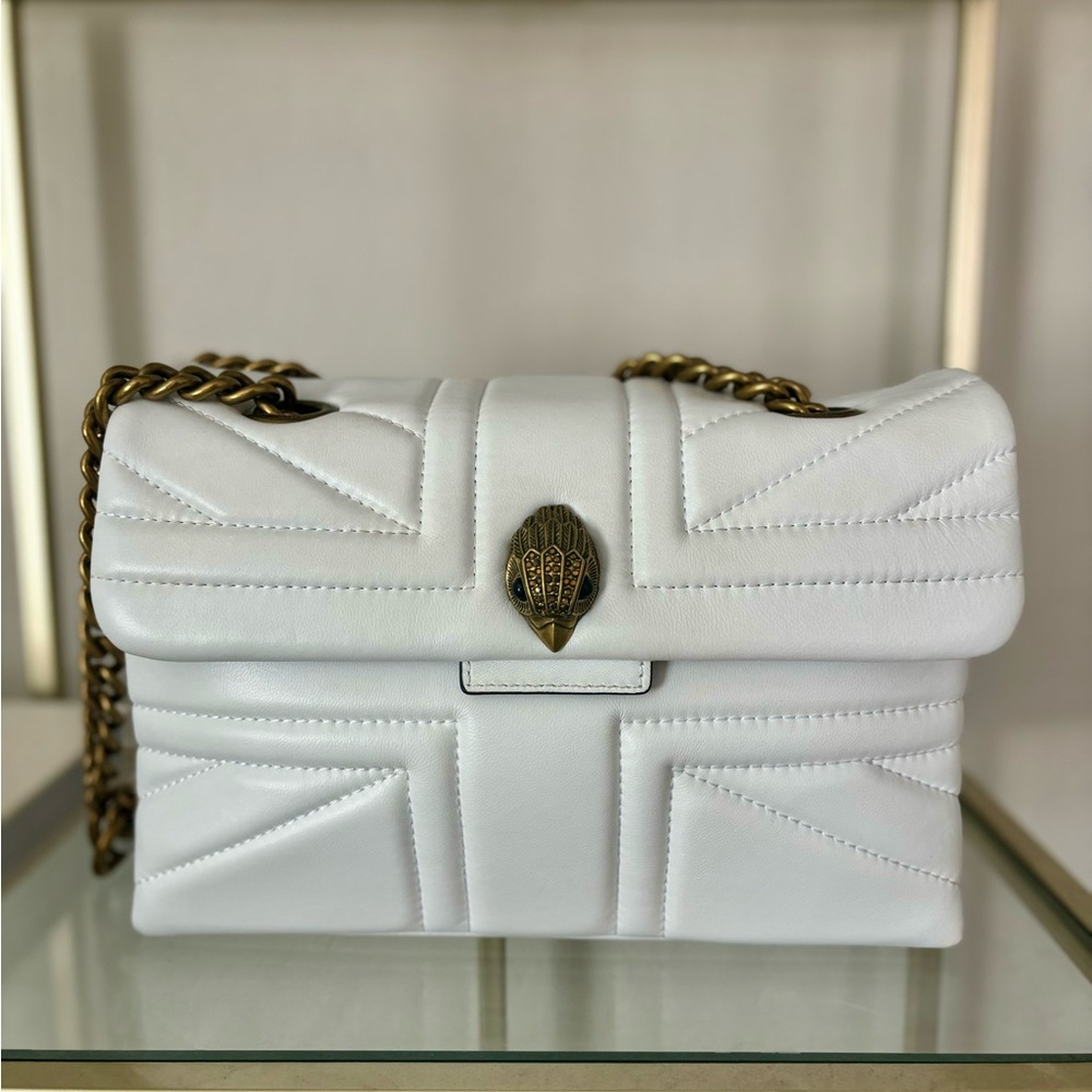 Kurt Geiger London Kensington White Union Jack Leather Crossbody Bag (Large)